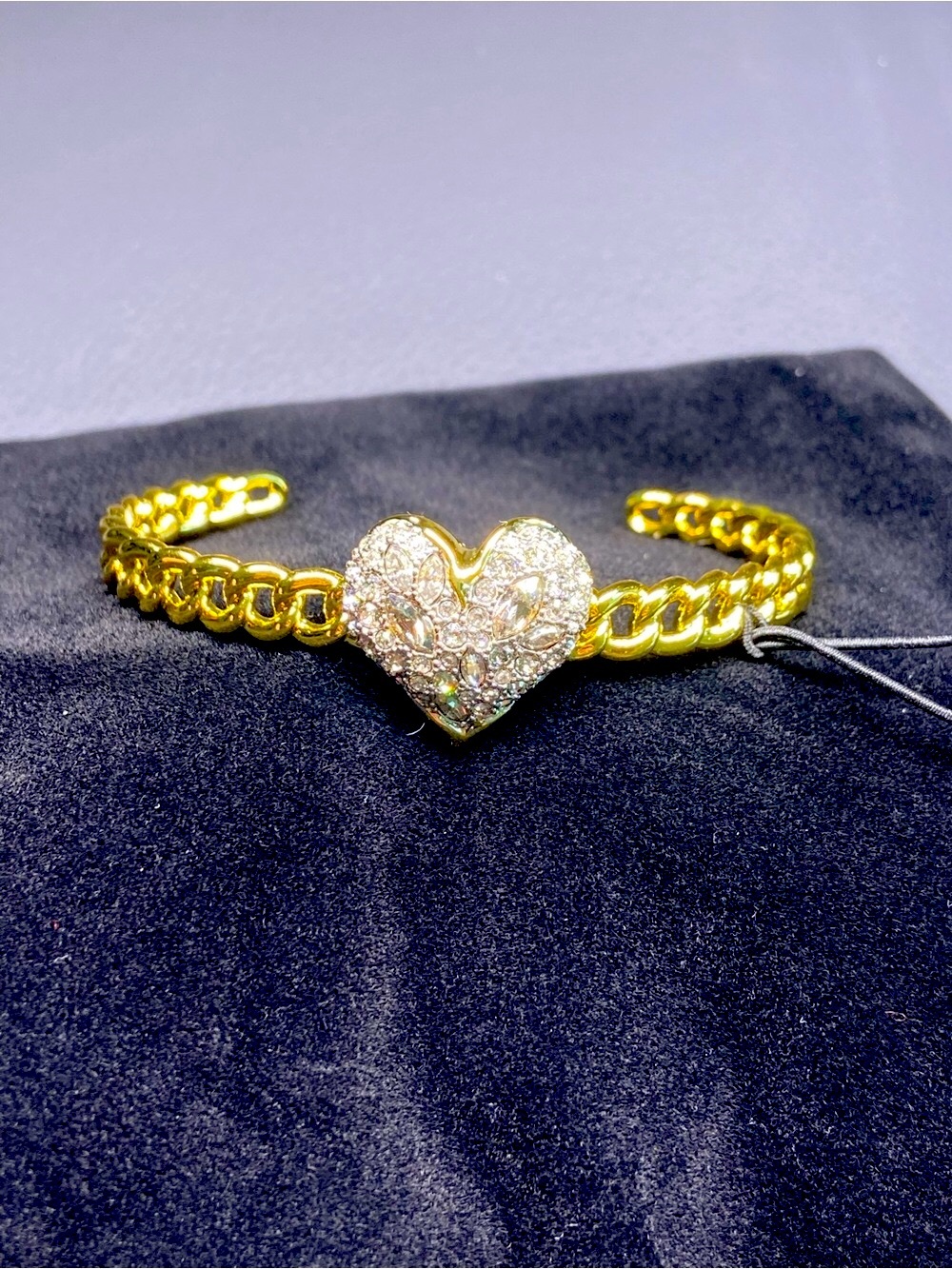 Alexis Bittar Gold Heart Pavé Crystal Cuff Bracelet - Women's Jewelry